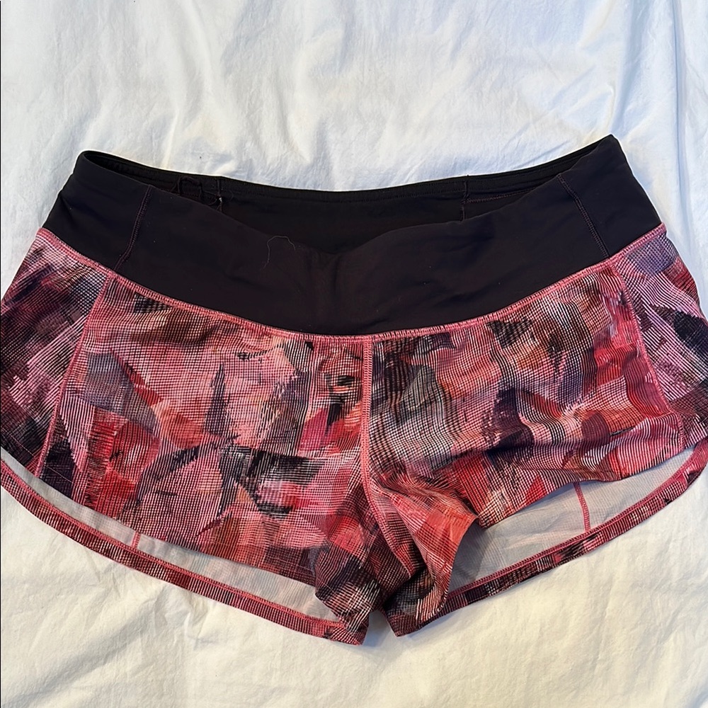 Lululemon Women's Pink and Black Running Shorts